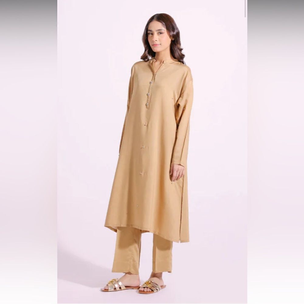 ETHNC PAKISTANI DESIGNER RHINESTONE FLOWY READY MADE DRESS 2 PIECE